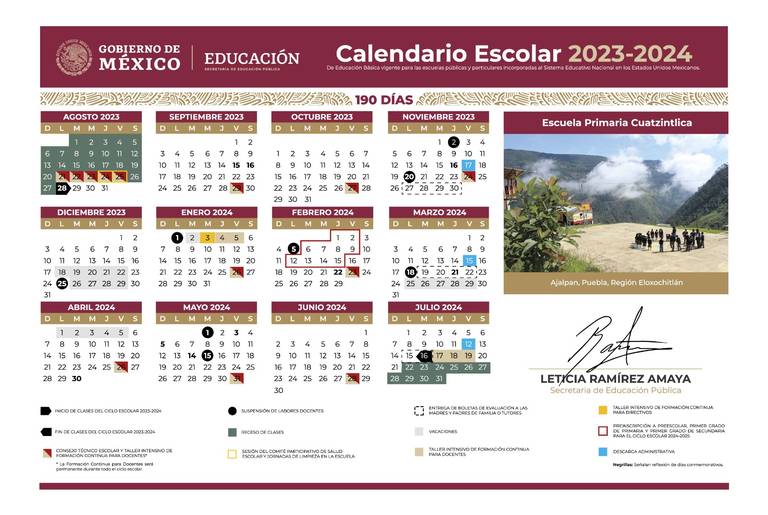 Ciclo escolar 2023-2024 ya cuenta con calendario